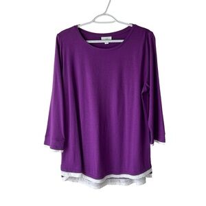 J.Jill Women’s Long Sleeve Tee Purple Size M Tall Casual Soft Basic Summer